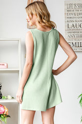 Ribbed Sleeveless Scoop Neck Wide Strap Romper Heimish